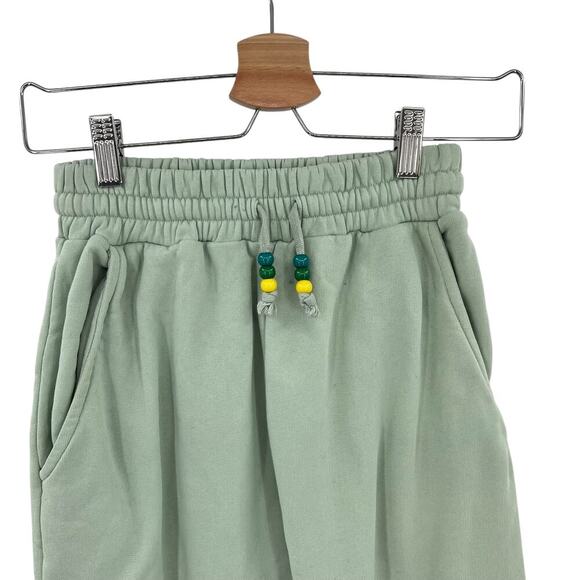 Staud Wide Leg Sweatpants Sage Green Beaded‎ Drawstring Waist Size XS **Flawed - Picture 3 of 10